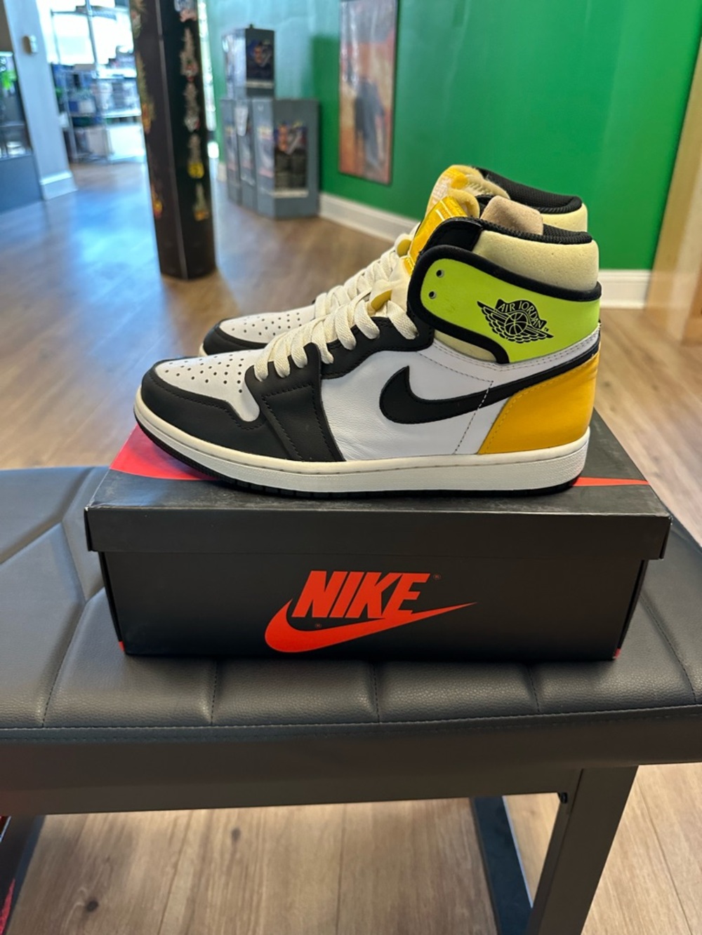 Nike Air Jordan 1 Retro High OG - White, Black, Yellow, Neon Green